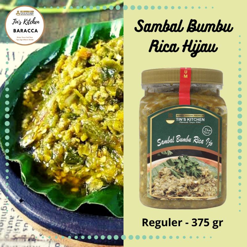 

Sambal Bumbu Rica Hijau 375 gr Tins Kitchen dari Cabe Segar dan Asli - Kemasan Reguler