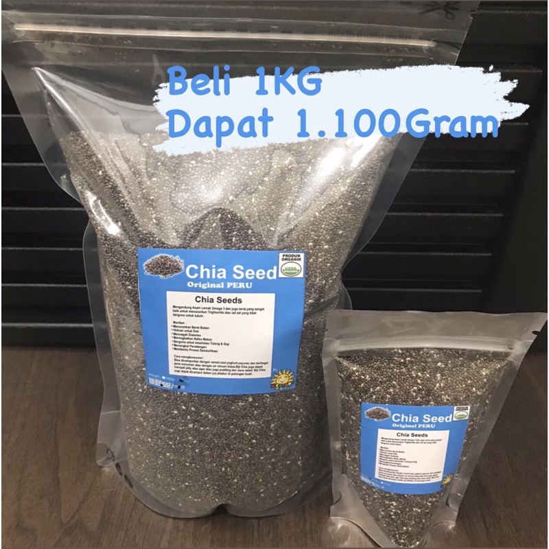 ORGANIC BLACK CHIA SEED PERU 1KG Gratis 100Gram