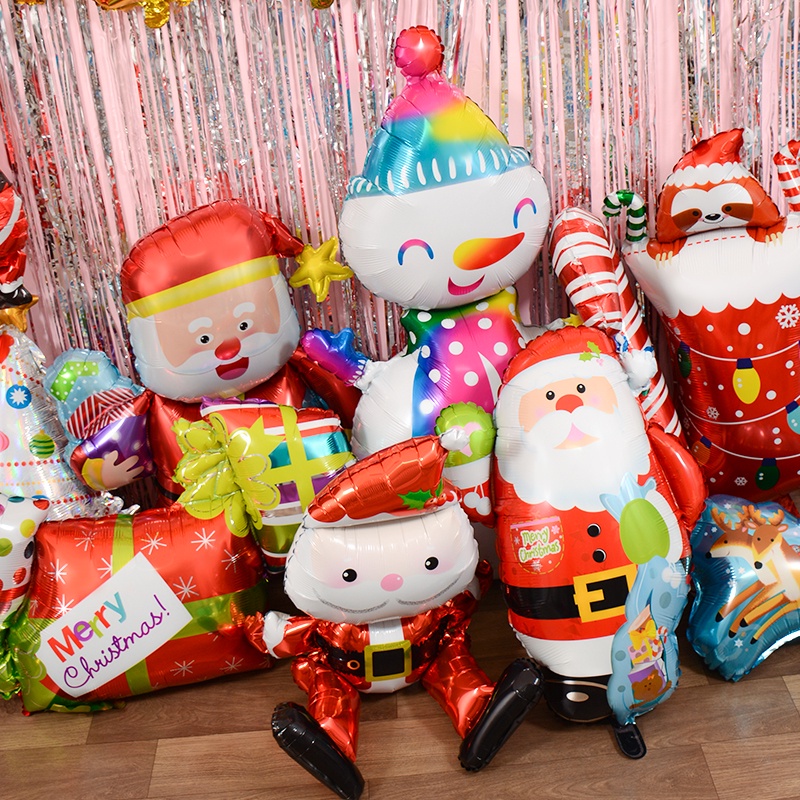 Balon Foil Desain Snowman Santa Claus Elk Untuk Dekorasi Natal