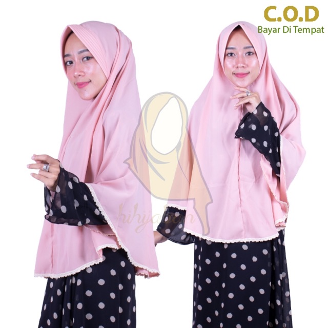 jilbab instan syari pet antem jumbo L LACE / hijab antem / khimar instan R.18