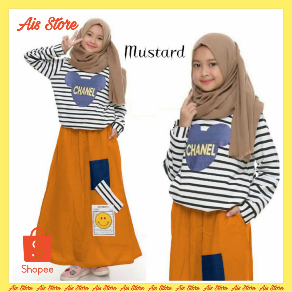 Baju Muslim Anak Tanggung Abg Jumbo Umur 7 8 9 Tahun Little Pineapple Syari Kid Yurike BHN Spandek