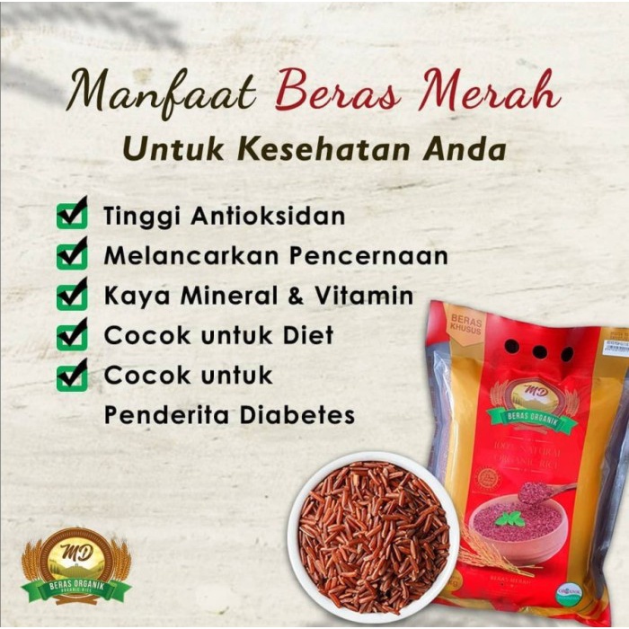 

gr20111r Md - Organic Red Rice Kupas Kulit - Beras Organik - Beras Merah Md 2Kg Sv012Ss