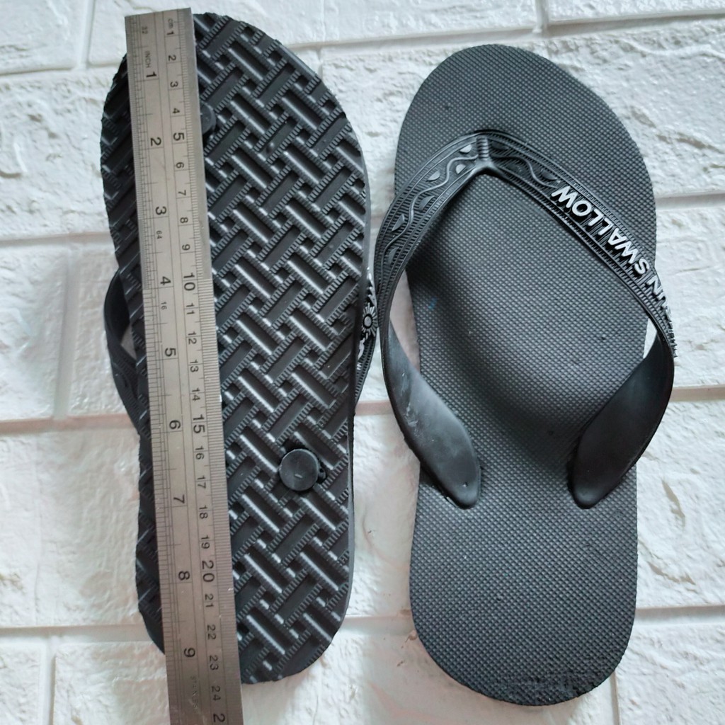 Sun Swallow Full Black 9 - 11  12 Sandal Jepit Sunswallow Hitam Ukuran Kecil Besar Jumbo Fullblack-Fullblack 9.5