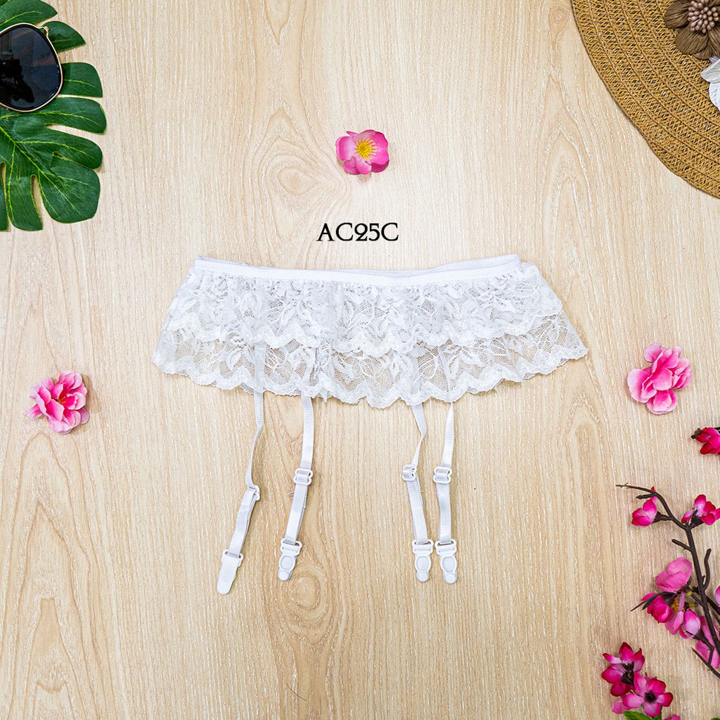 [STOCK TERBATAS] STOCKING WANITA + GARTER BELT SABUK PAHA SEXY LACE PUTIH AC25C