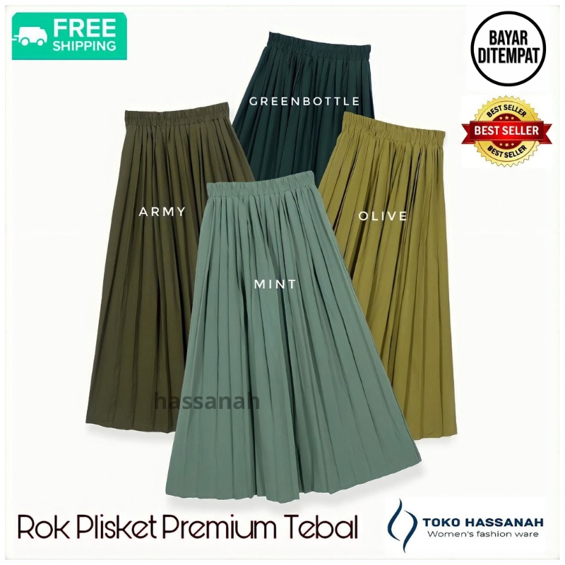 ROK PLISKET WANITA PREMIUM TEBAL / ROK KERJA MUSLIMAN /ROK PLISKET TERMURAH TERLARIS.