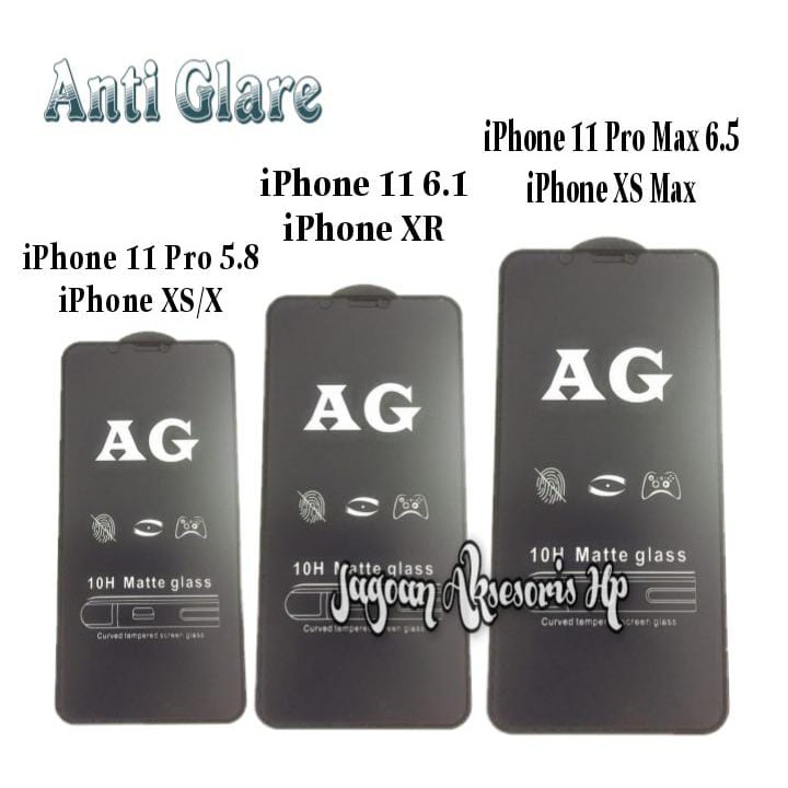 ANTI GLARE iPhone 7 Plus / 8 Plus / 11 / 11 Pro / Xs / X / Xr / 11 Pro Max / XS Max Tempered Glass Matte FULL LEM Anti Minyak