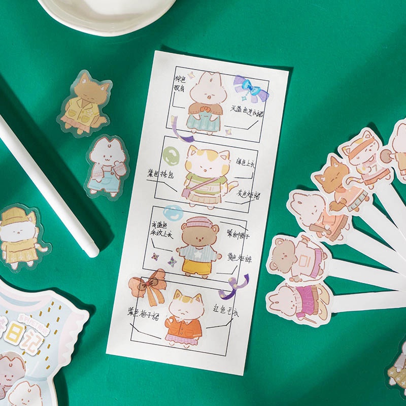 

Animals Daily Outfit Flake Stickers Set