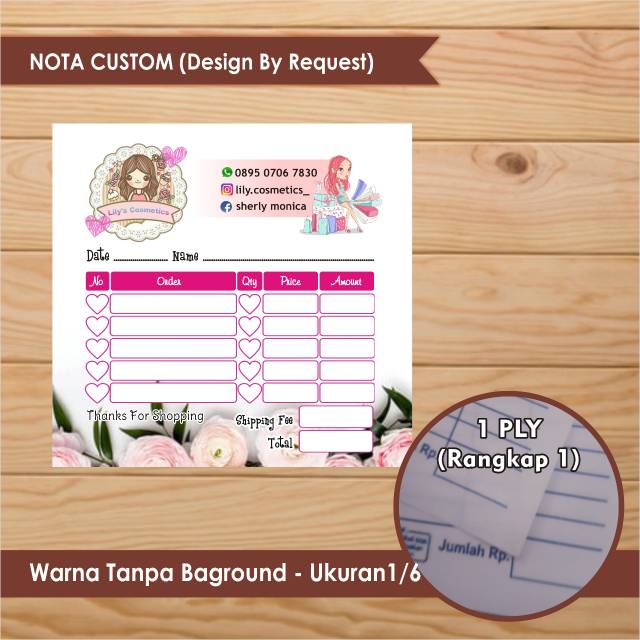 Grosir [isi 100] Nota Olshop/ Online Shop Custom 1/6 - Warna Tanpa Backgroun 6KVOBMs6QK5Zk