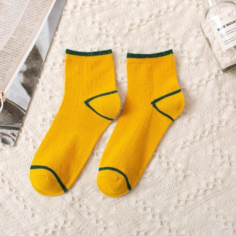 [ COD ] Kaos Kaki Ankle Semata Kaki Simple Motif Polos Garis Pria Wanita Unisex Murah Cute Socks Fashion Korea / Kaos Kaki Pria Polos / Kaos Kaki Pria Garis / Kaos kaki Wanita-Panjang Kuning