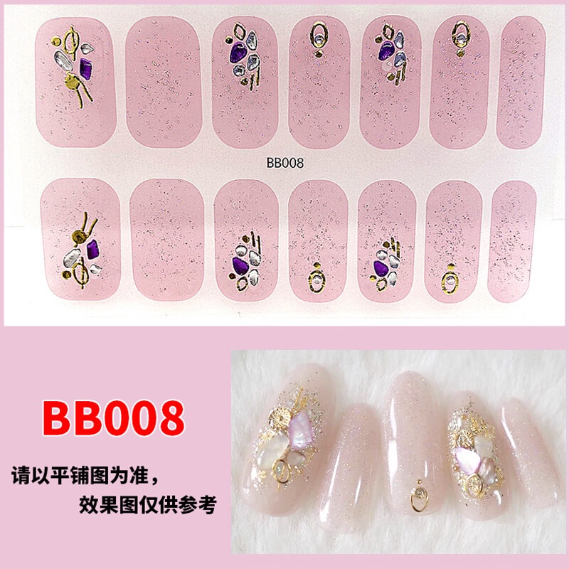 BB 14Pcs/Set Stiker Kuku 3d Desain Bermotif High End Berlian Mutiara Permata Warna-Warni Untuk Tempel Tahan Air Tahan Lama Menicure Stickers Korea Self Adhesive Fashion Sticker kuku Full Aksesoris Dapat Kupas Mudah Digunakan Dan Dilepas Anti Air Nail Art