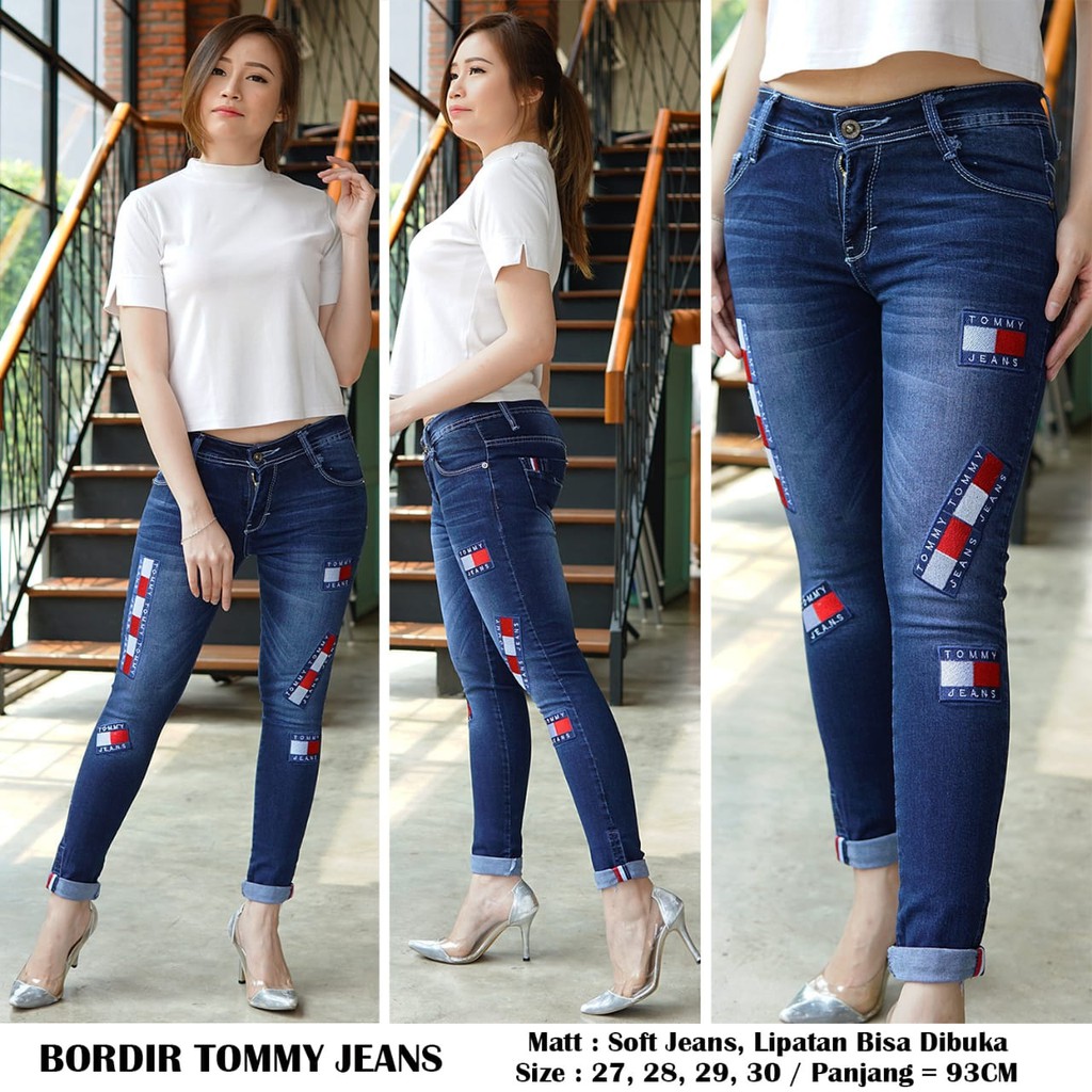 Celana Panjang Jeans Bordir Tommy Jeans Celana Jeans Soft Jeans Import