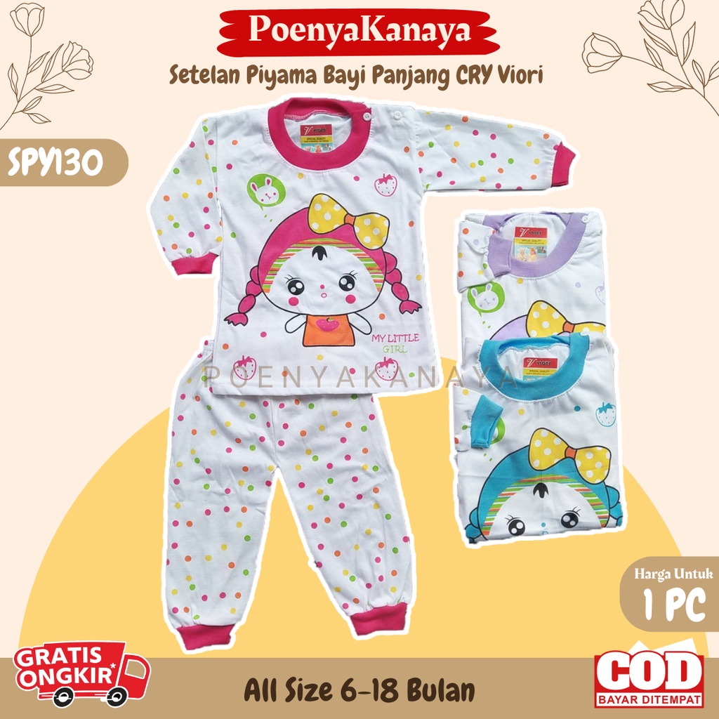 Setelan Baju Bayi Piyama Bayi Panjang Perempuan CRY Viori 6-18 Bulan SPY130