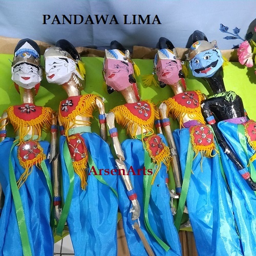 Wayang Sunda Wayang Golek Kayu PANDAWA LIMA Ukuran Sedang Tinggi 35 Cm 1 Set (5 Wayang)