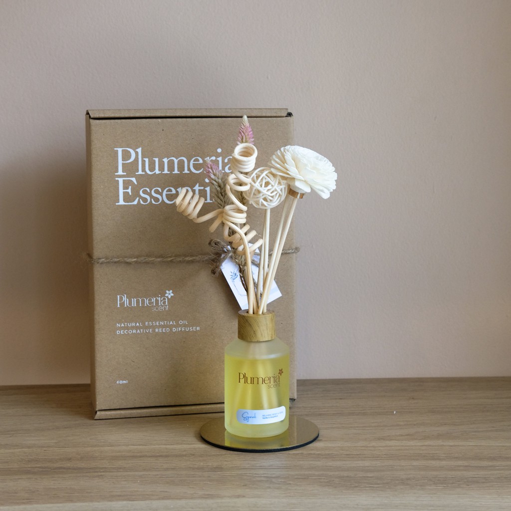 Reed Diffuser Plumeria Scent Essential Oil - Sejenak Pengharum Ruangan-FULL SET