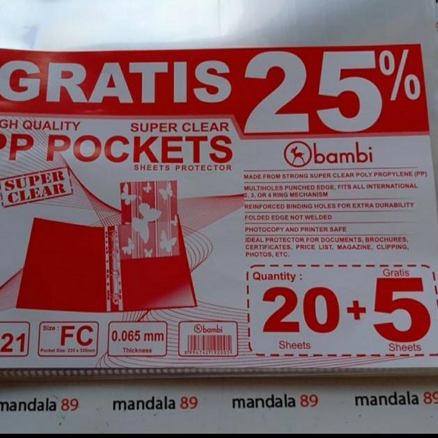 

Super Promo<<<stz-501 plastik pp pocket f4 isi 25 lembar merk bambi