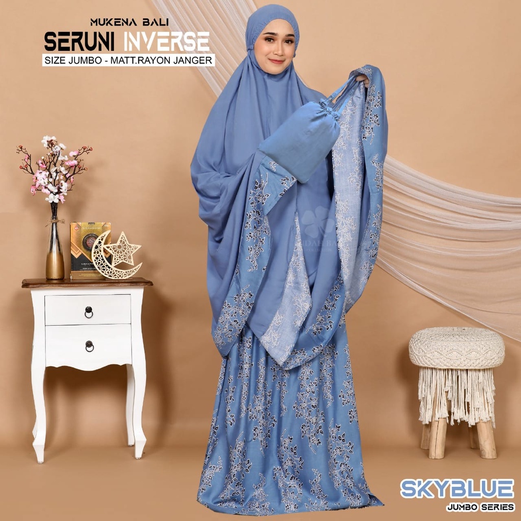 Mukena Bali seruni Jumbo-sky blue invers jumb