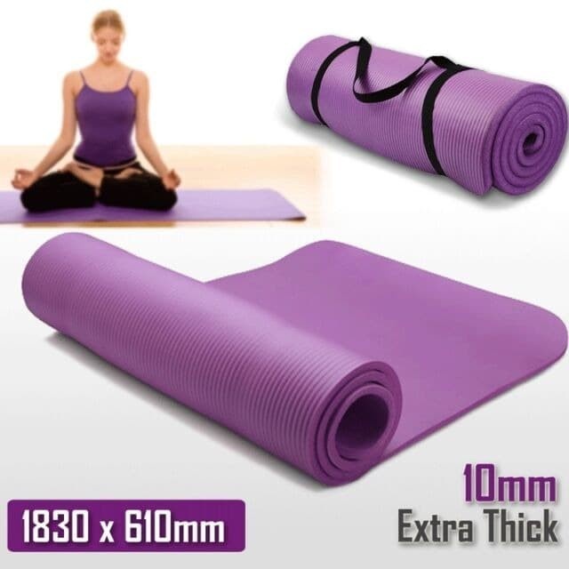 Premium Matras Yoga Mat Tebal 10MM Senam Matt Pilates PVC Camping - Hitam