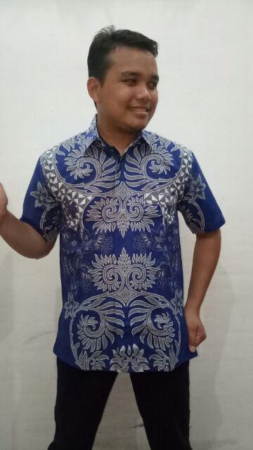 Batik Solo Kemeja Batik Pria Lengan Pendek Lapis Furing Gardha Navy Anjani Produsen Premium Konveksi