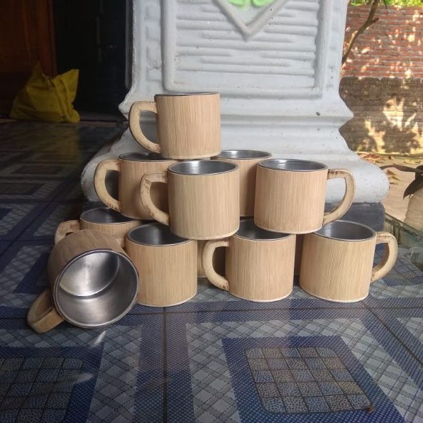 Cangkir  Mug Bambu Polos Bisa  Hadiah Hantaran Aksesories Suvenir Unik Murah-5