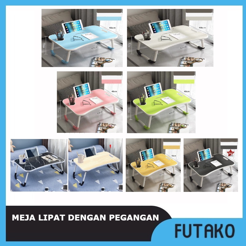 FUTAKO MEJA BELAJAR / MEJA LIPAT/ MEJA LAPTOP / MEJA LIPAT ANAK / MEJA LIPAT LAPTOP DENGAN PEGANGAN