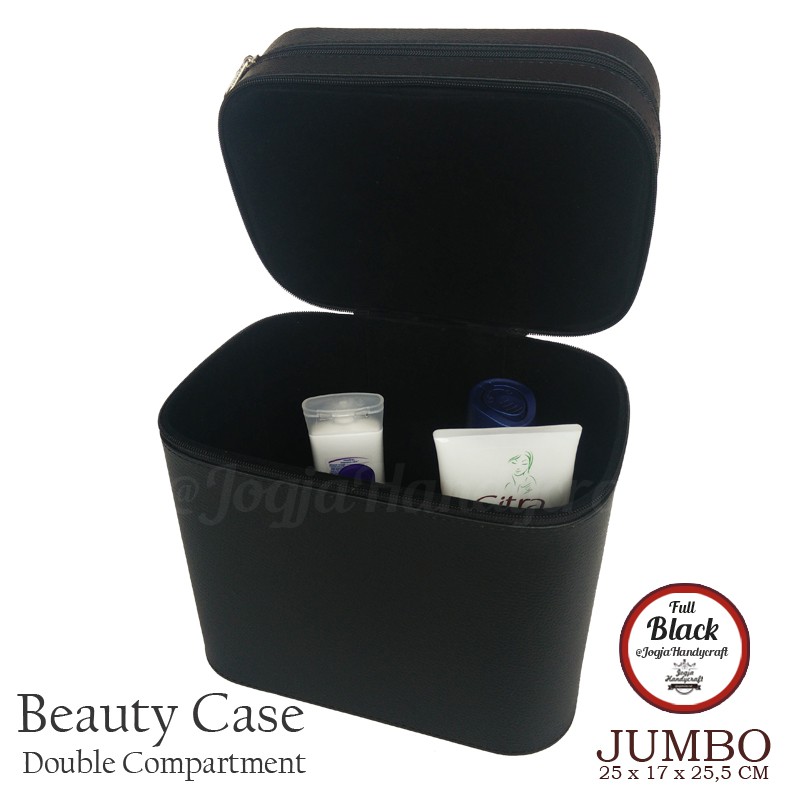 Exclusive JUMBO Size Tas Tempat Kosmetik Full Black/ Beautycase