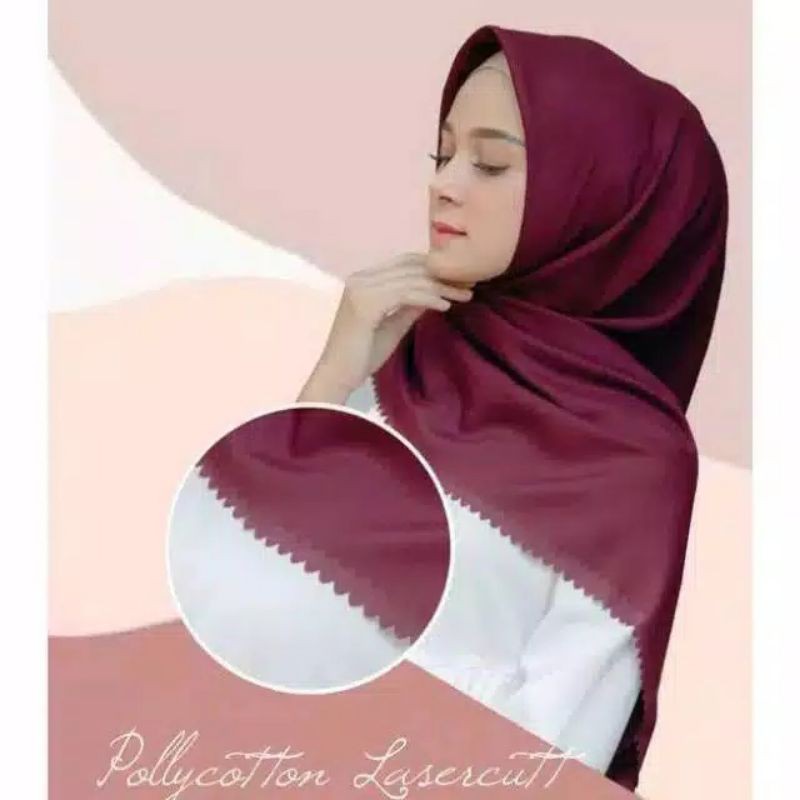 jilbab segiempat laser cut / Hijab Bella square laser cut pollycotton