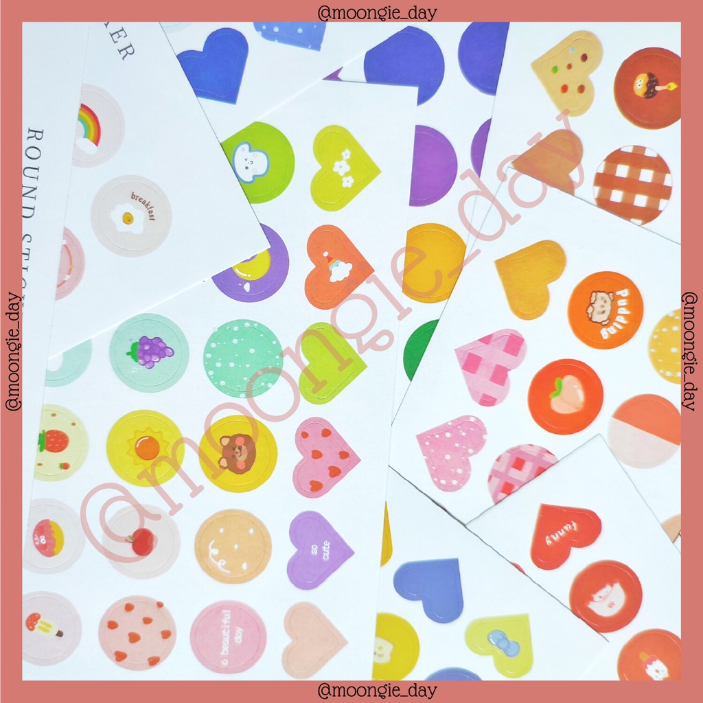 

1 LEMBAR STIKER TEMA ROUND LOVE STICKER BULAT BULLET JURNAL LUCU MURAH DIY DIARY [ 20 ]