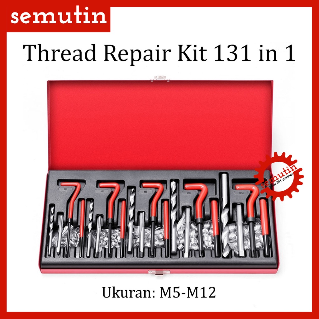Thread Repair Kit 131 in 1 / Recoil Helicoil Busi Motor Ulir / Car Coil Drat Slek M5 M6 M8 M10 M12