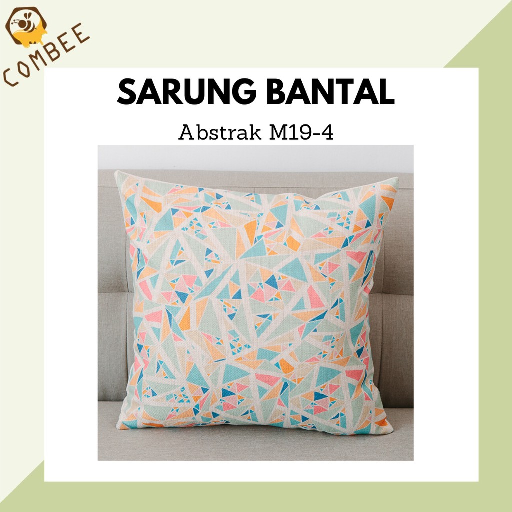 Pillow Case / Sarung Bantal / Sarung Tutup Bantal Sofa Kain Cotton Linen Abstrak M19