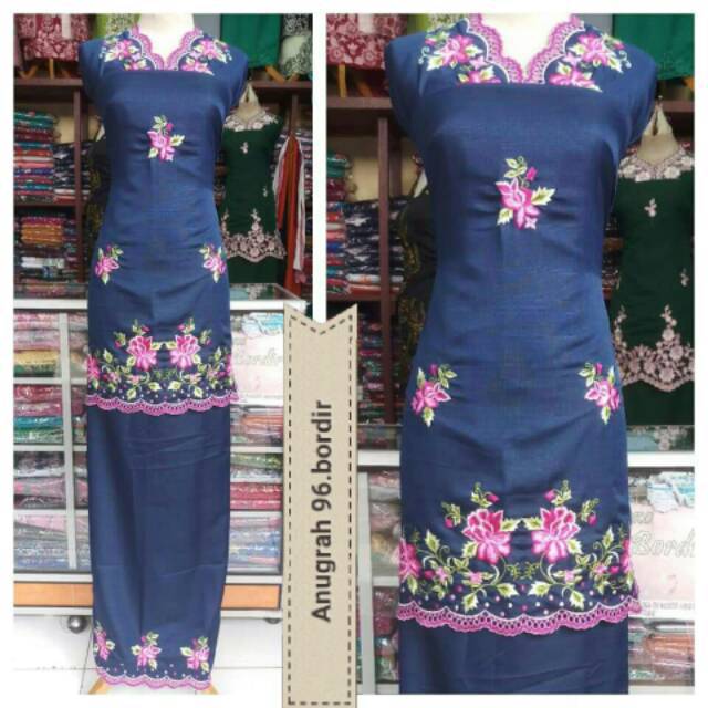 Bahan baju kurung suji .  Bordir kerancang