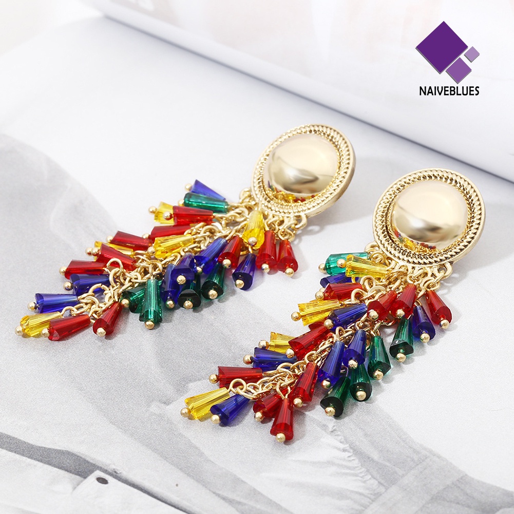 Anting Stud Drop Bahan Alloy Warna-Warni Untuk Wanita