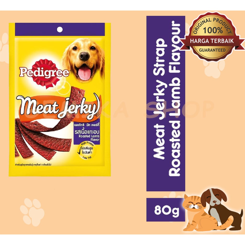 Snack Cemilan Anjing Pedigree Meat Jerky Roasted Lamb 80gr