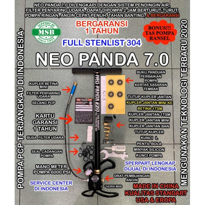 NEO PANDA 7.0 Garansi 1 Tahun Pompa PCP Gejluk Saringan Udara