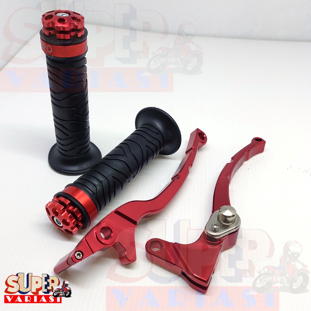 Handle Rem Variasi Aerox 155 LEXI FREEGO FULL CNC GOLD MERAH 1set hangrip jalu stang flower