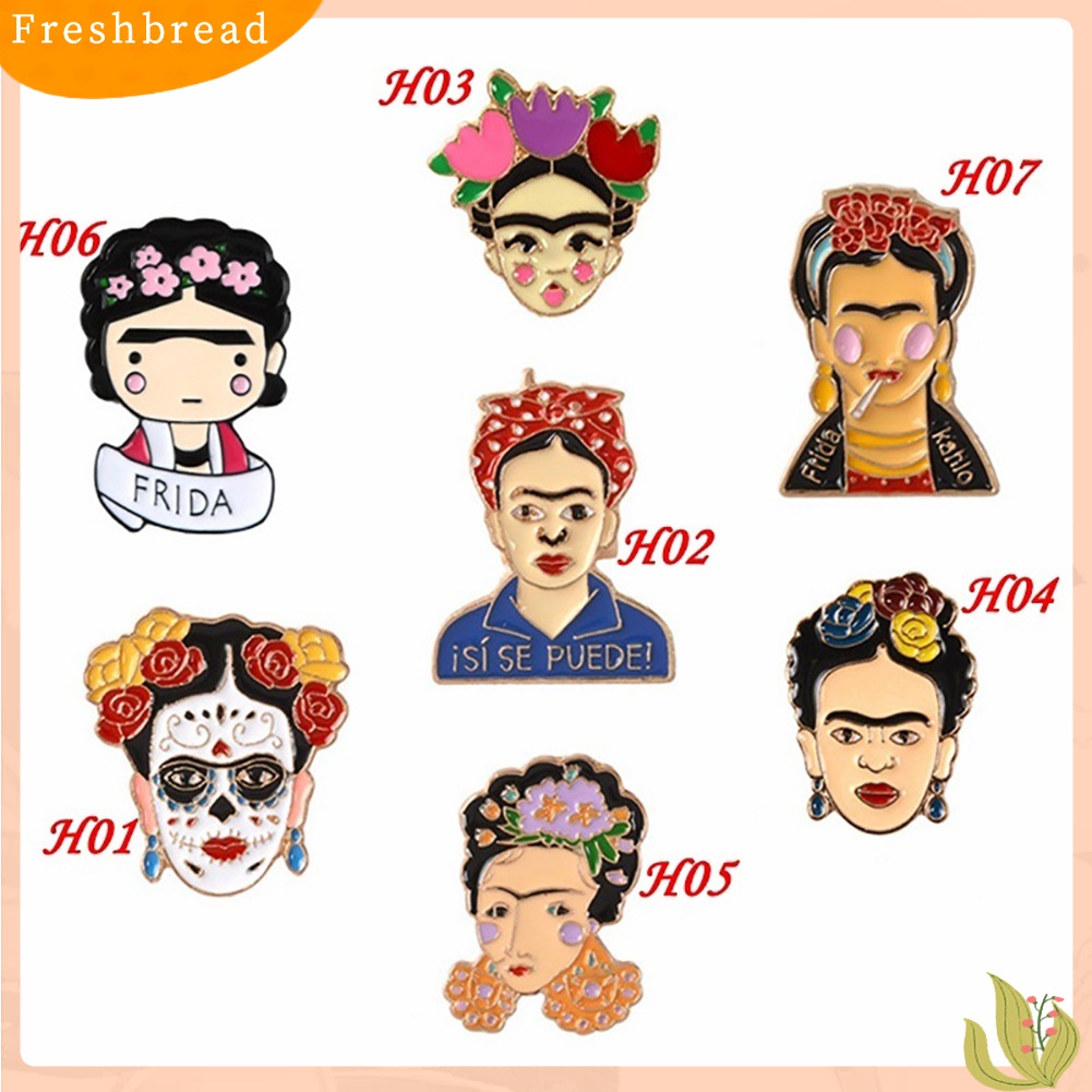 [ TERLARIS]Cartoon Enamel Frida Kahlo Mexican Badge Collar Brooch Pin Clothes Jewelry 