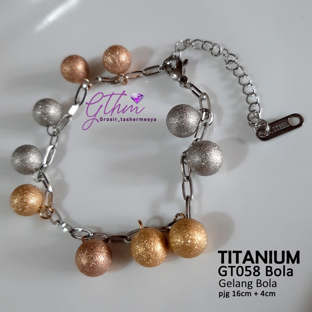 Gelang Wanita Titanium Stainless Steel Bola Kombinasi Perhiasan Fashion Import kualitas Premium gt058