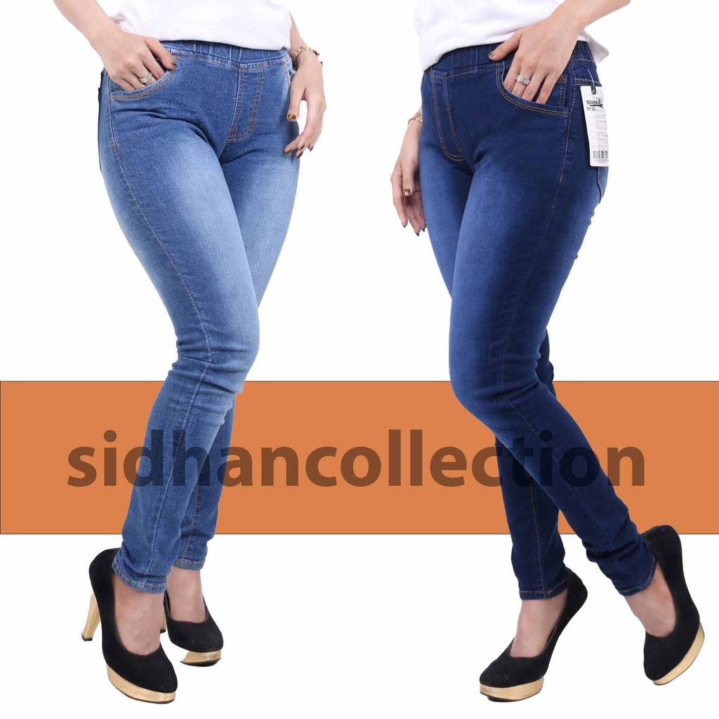 CELANA JEANS PINGGANG KARET LEJING SLIM/NGARET CELANA SOFT JEANS  CELANA LEGGING JEANS WANITA CELANA MULUR DENIM