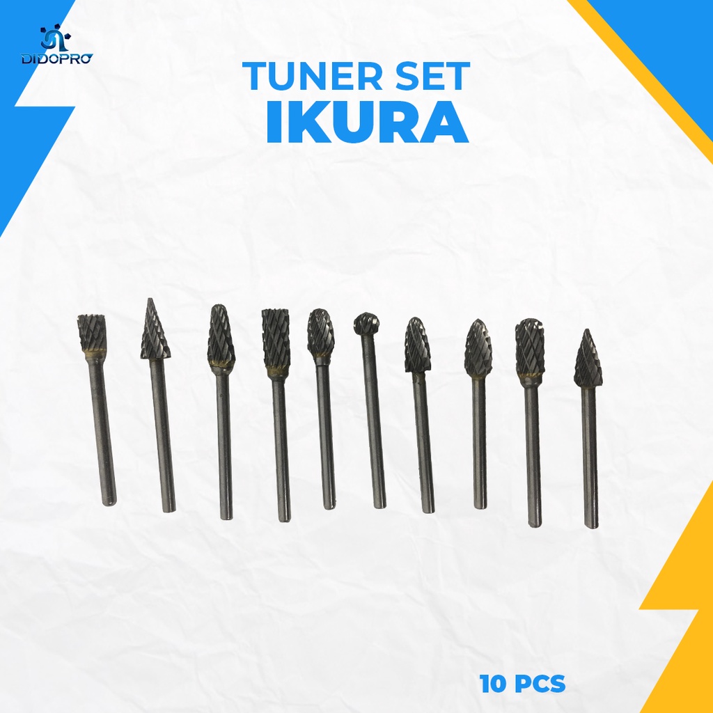 MATA BOR CUNER METAL PORTING BAJA KIKIR UKIR TUNER MINI GRINDER ROTARY TUNGSTEN CARBIDE SET 10 PCS