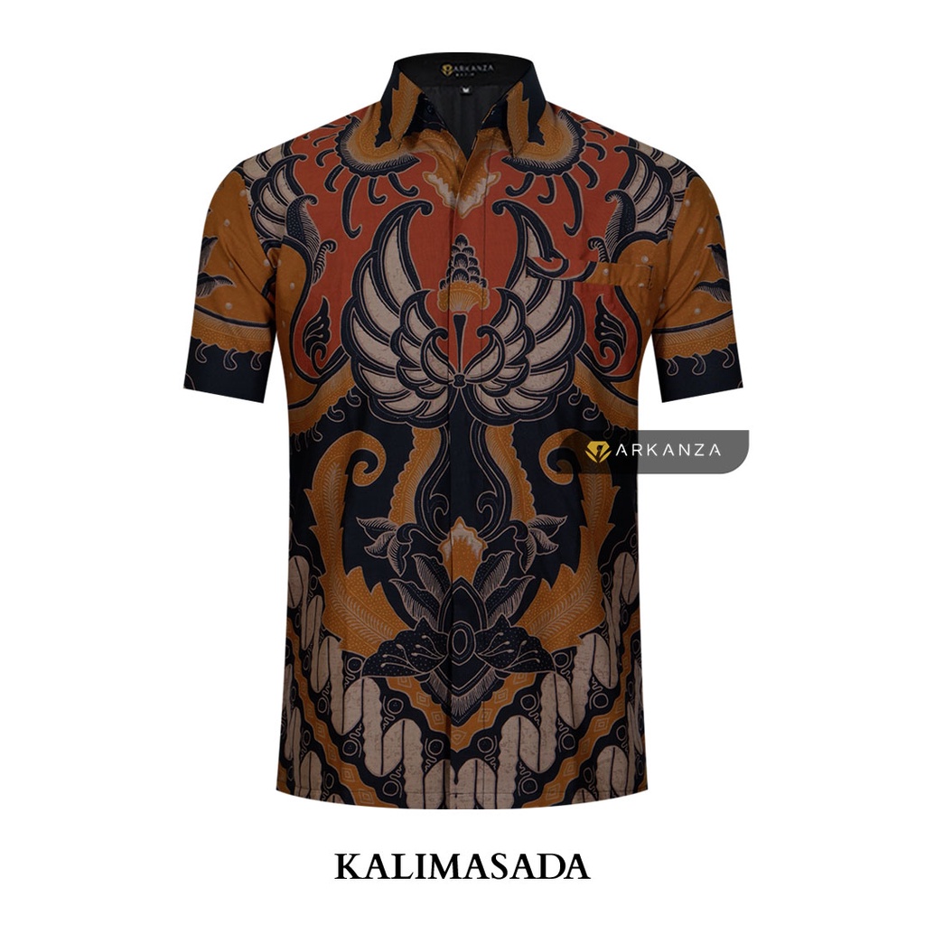 BATIK ARKANZA Motif KALIMASADA Hem Atasan Kemeja Baju Batik Pria Cowok Laki Laki Slimfit Full Lapis Furing Lengan Panjang Lengan Pendek Original Asli