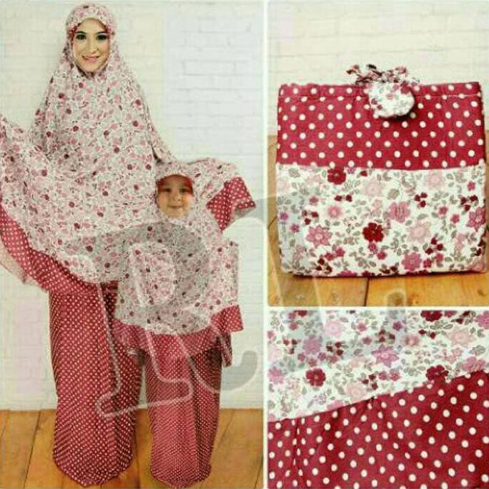 PRODUK TERBARU COUPLE MUKENA PINK /CP MUKENAH IBU ANAK MERAH/CP MUKENA MK TOSCA KEKINIAN MURAH