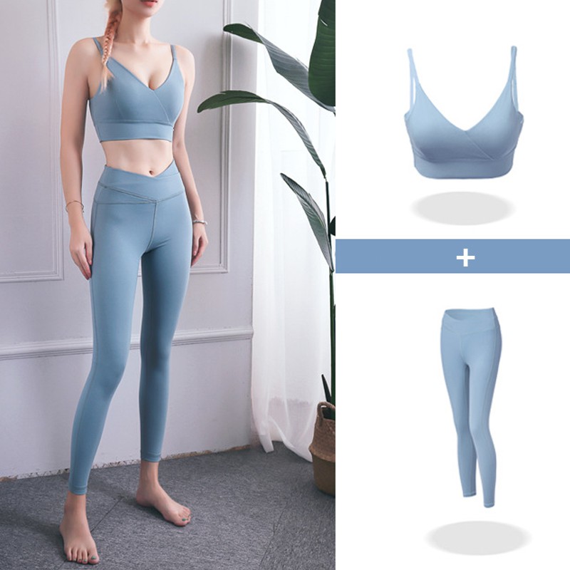 Inventory Clearance 2020 New High Waist Skinny Workout Clothes For Women Seamless Yoga Set Sports Suit Shockproof Sports Bras Stretch Fitness Pants Gym Clothing Shopee Indonesia