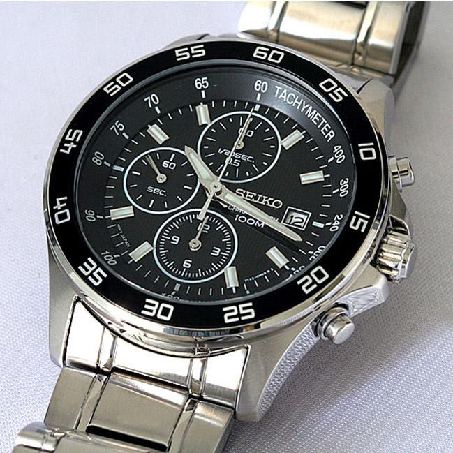 Seiko Quartz SNDA75P1 Chronograph Black Dial-Bezel | Jam Pria SNDA75