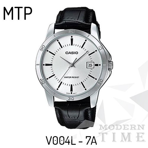 Casio Original MTP-V004L / LTP-V004L 1A / 7A (Jam Tangan Kulit Silver)