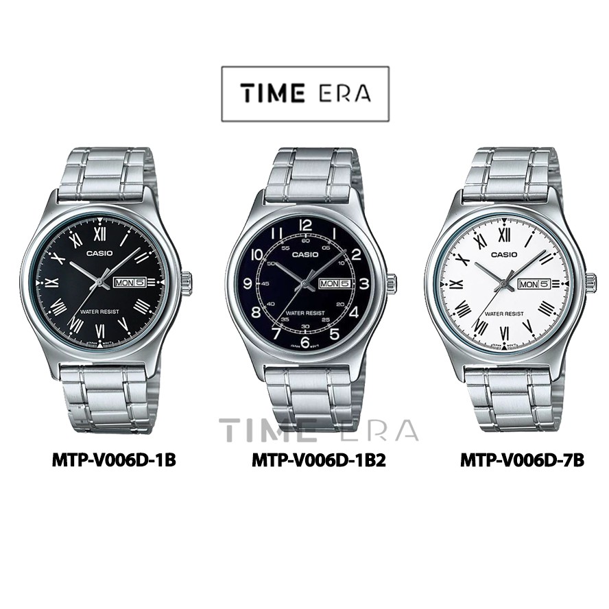 Casio Original MTP V006D-1B / MTP-V006D-1B2 7B Jam Tangan Pria Analog Rantai Stainless Steel Silver