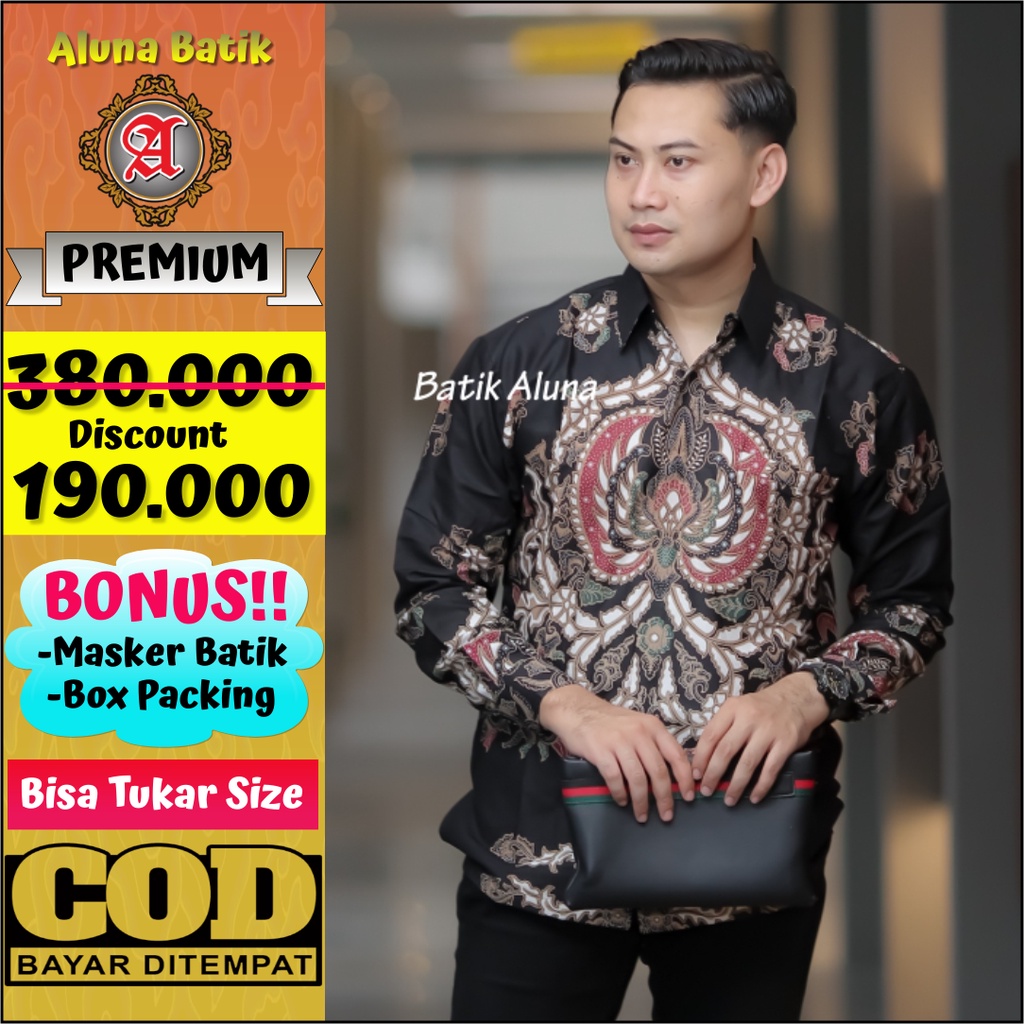 Batik Solo Pria Premium Asli Lengan Panjang Produksi Pabrik Batik Aluna PCW 007