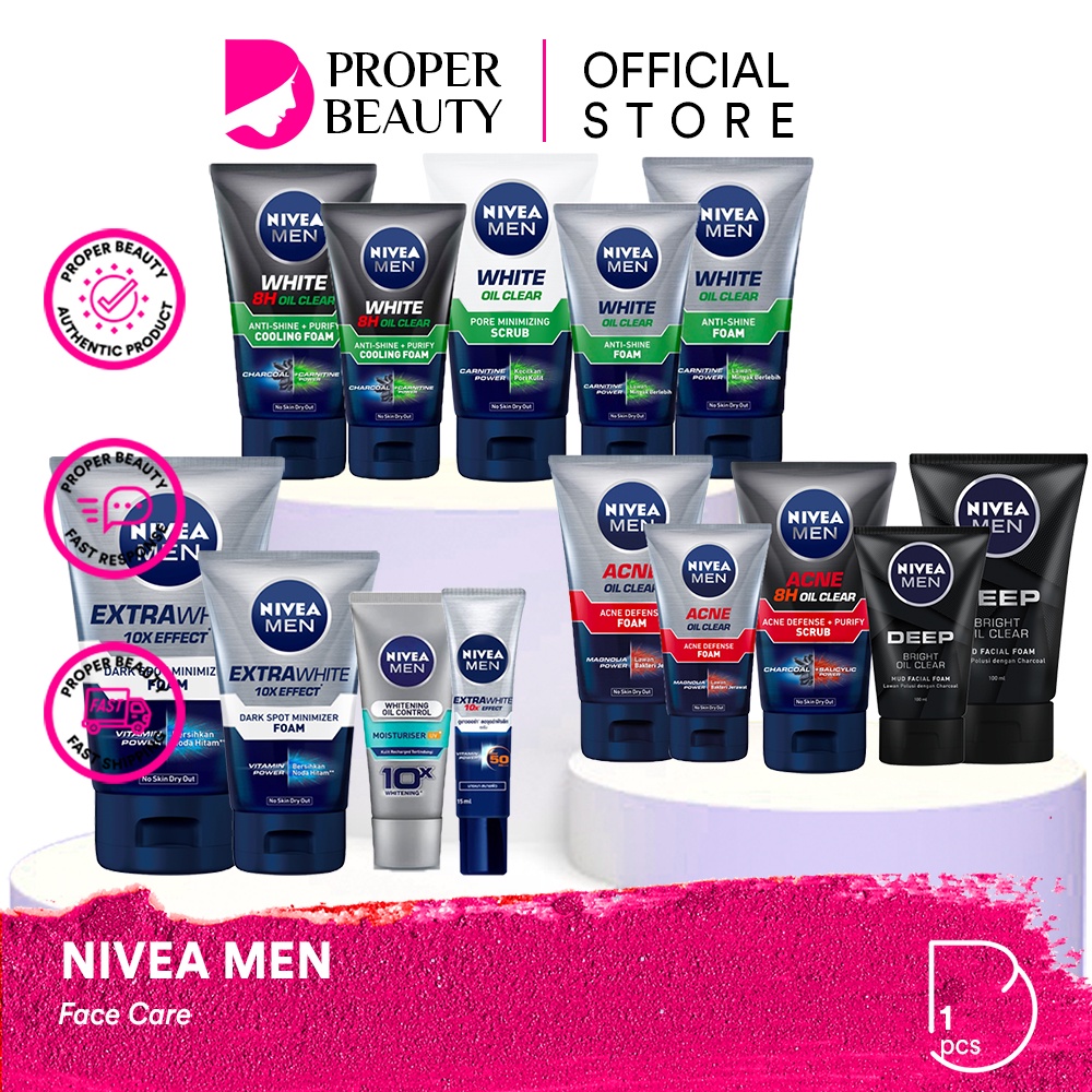 NIVEA MEN Face Care Jerman / Deodorant Roll On Cleansing Micellar Water Body Lotion Facial Wash Esse