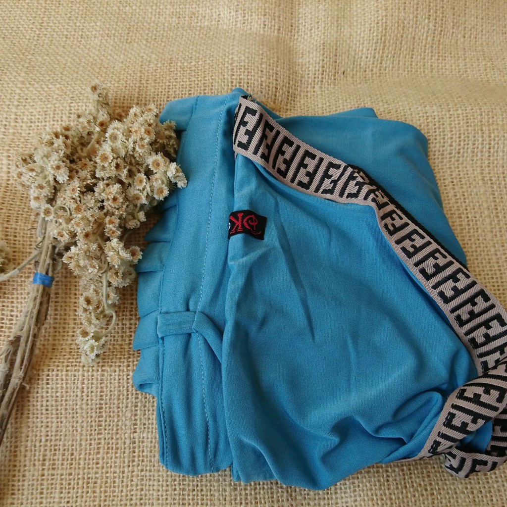 Hijab Instan Gerigi Tali FF/Bergo Tali Pet Gerigi Sporty FF-Bluice