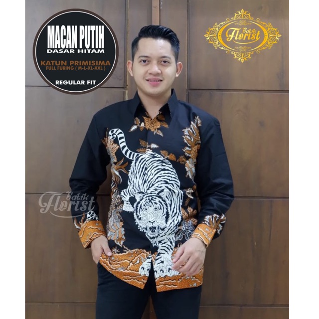 Batik Pria MACAN PUTIH Katun Primisima Full Furing Termurah