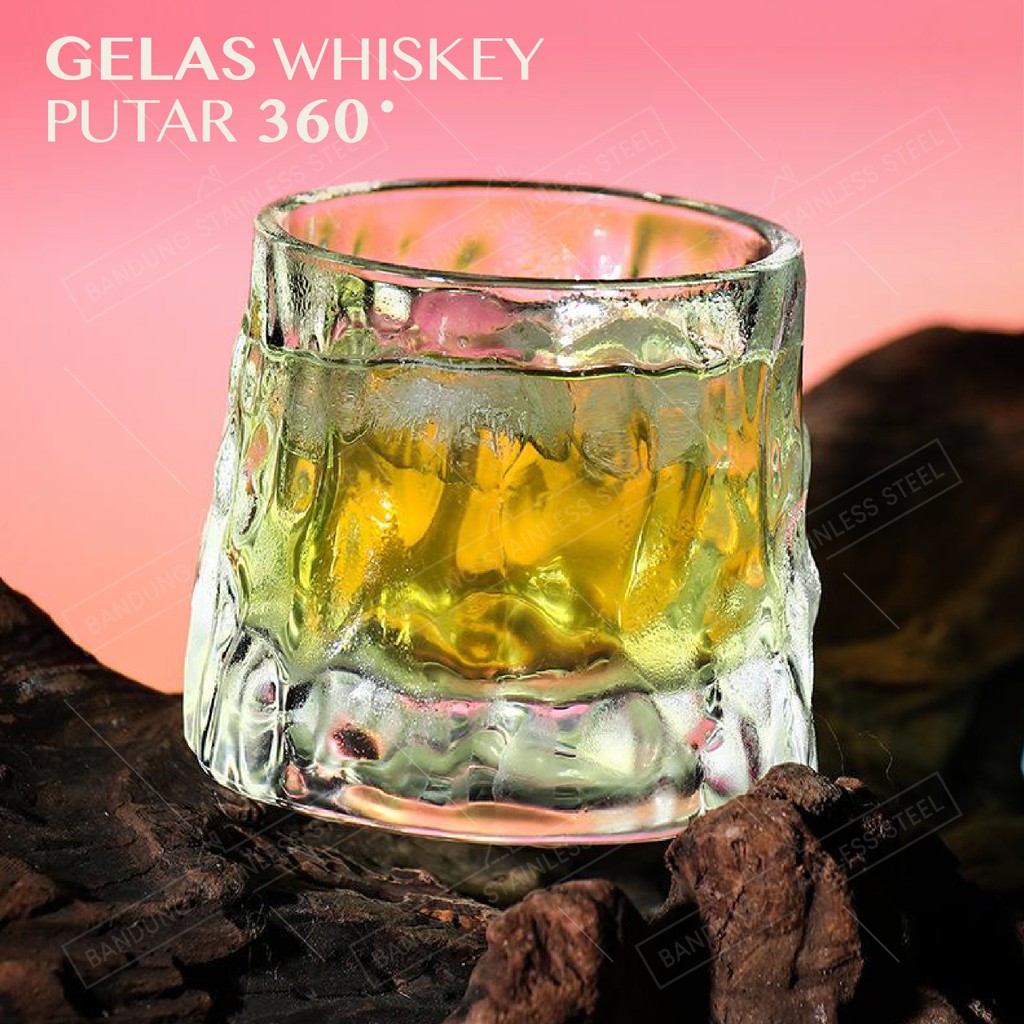 Gelas Whiskey Putar 150ml Kaca Kristal Unik Tebal Spinning Glass Gangsing Whisky Nordic Perancis-es