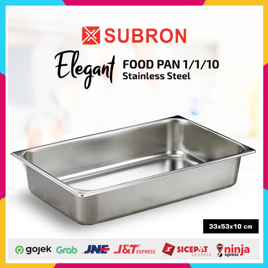 Subron Food Pan 1/1/10 ukuran 33x53x10cm Wadah Saji Stainless Steel